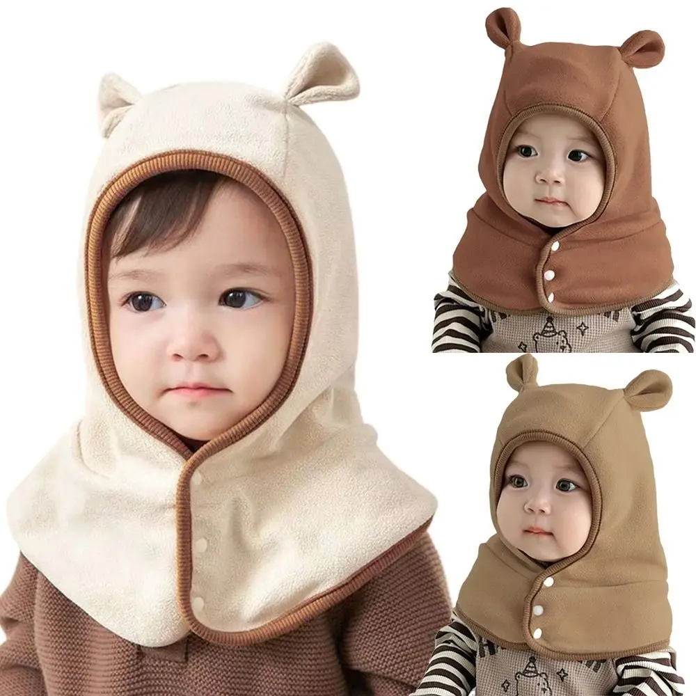 

Warm Cute Ears Hat Scarf Set Integrated Windproof Ear Protection Hat Coldproof Polar Fleece Pullover Hat Gift