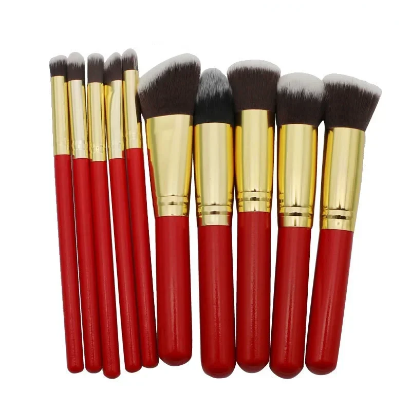 10 pezzi Cosmetici Fondotinta per sfumare lo strumento per il trucco del fard Set di pennelli per trucco Kabuki sintetico Nuovo arrivo