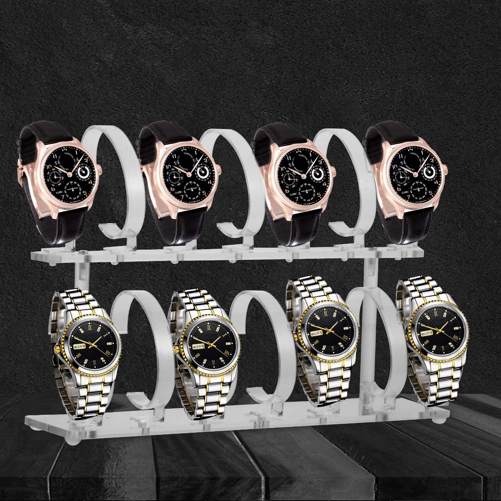 

1 шт. Премиальная акриловая подставка для часов, прозрачная демонстрационная подставка с эластичным C-образным кольцом, надежный держатель для наручных часов, простая установка, удобное хранение