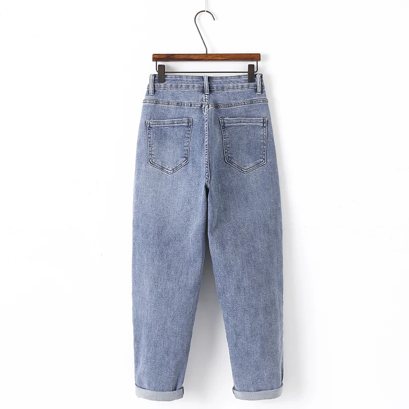 High Waist Cuffed Harlan Jeans Women's Loose Fit Summer Trendy Long Pants BANA Brand Spring Season Regular Thickness