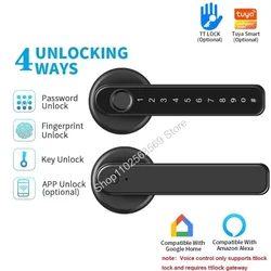 Tuya/TTLOCK Smart Door Lock Biometric Fingerprint Lock Password Key APP Remote Unlock Electronic Door Lock Keyless Smart Locks