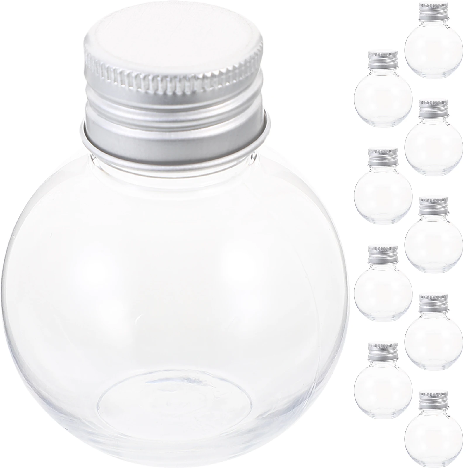

10 Pcs Ball Light Bulb Bottle Clear Bottles with Lids Plastic Reusable The Pet Water Christmas