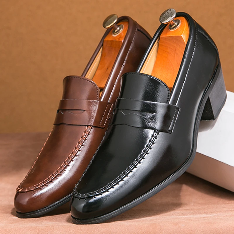 

Classic Men's Dress Shoes High Heeled Casual Patry Business Leathers Shoes For Men Classic Wedding Men Formal Social Shoes Man