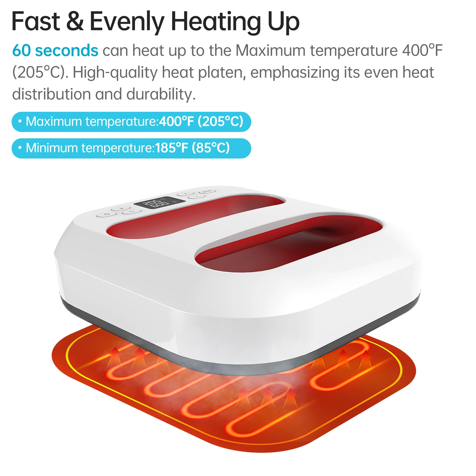Handheld Heat Press Machine 9\'\'x9\'\' Iron Press Fast Heat Up Adjustable Temperature Timer Auto Shutdown for HTV Vinyl Shirt s Bag