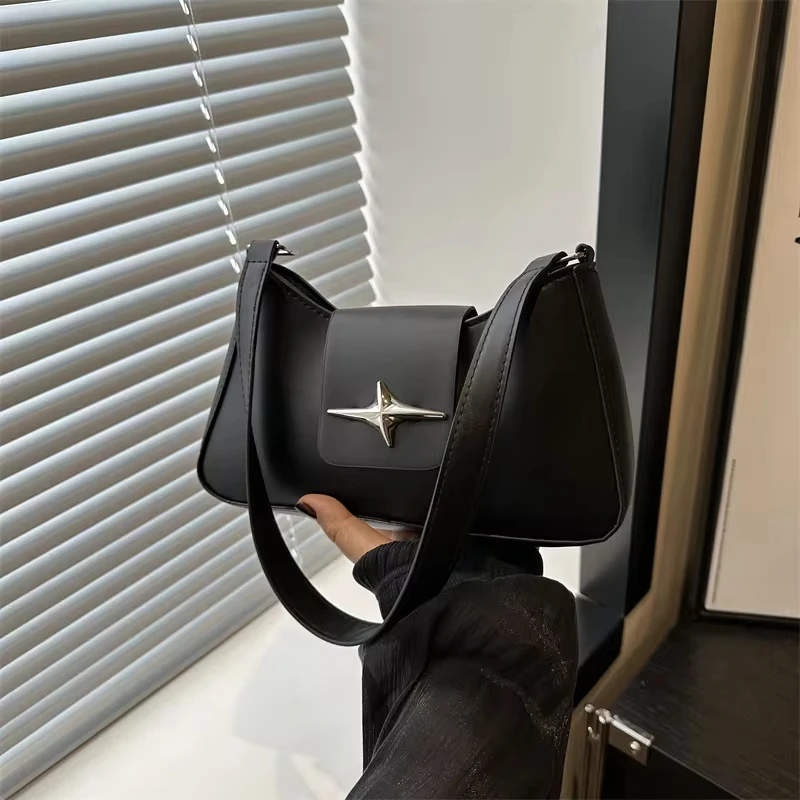 

Classic Y2K Small Purse Luxury Brand Female Handbags Vintage PU Leather Shoulder Bags for Women Daily Ladies Underarm Bag