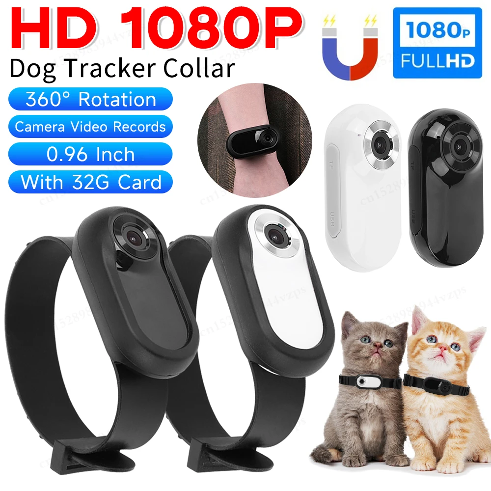 

Ошейник-трекер для кошек и собак HD 1080P с беспроводной камерой, спортивная/экшн-камера с записью видео, беспроводной ошейник, товары для животных