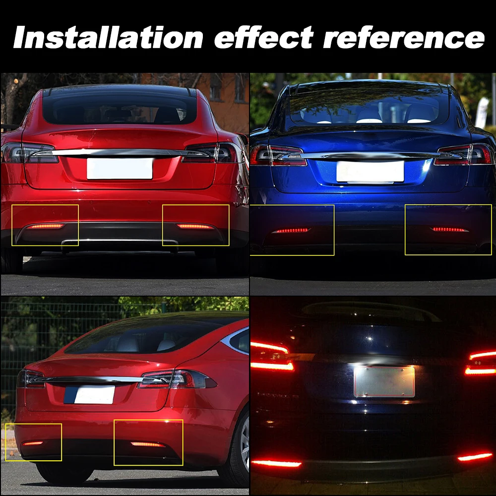 

2PCS For Tesla Model S 2012 2013 2014 2015 2016 2017 2018 2019 2020 2021 2022 2023 LED Rear Bumper Reflector Light