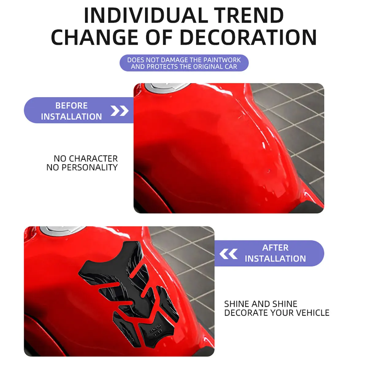 Fiber Fishbone Stickers Auto Motorfiets Tank Pad Tankpad Protector Voor Motorfiets Universele Fishbone Beschermer Cover Accessoires