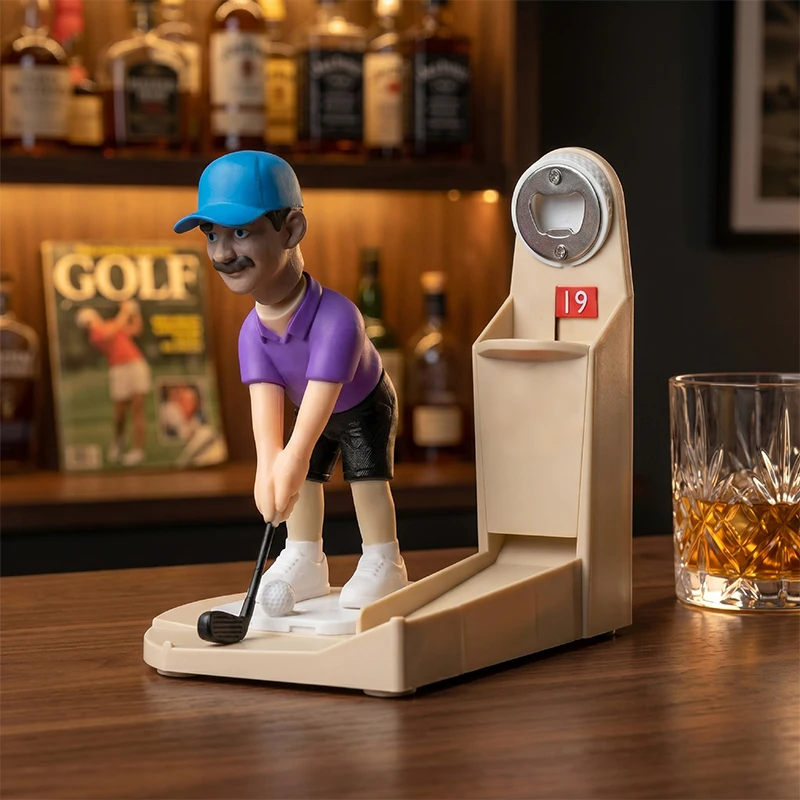 Novelty Golf Player Bottle Opener 3D Figurine Beer Cap Opener Creative Golfing Themed Bar Game Fun Desktop Bottle Opener
