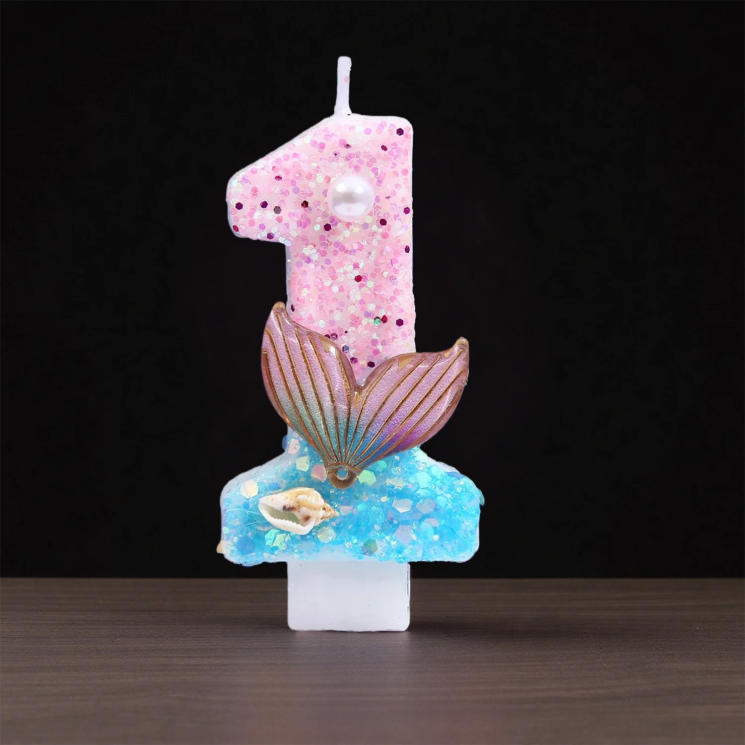 Gradient Blue Shell Pearl Creative Digital Birthday Candles - Cake Decoration Party Supplies - view 6