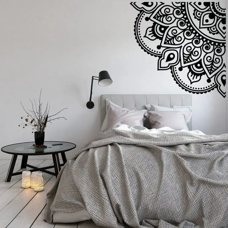 Mandala Naklejka Ścienna Narożnik Naklejki Winylowe Dekoracja Salonu Namaste Kwiat Naklejki Ścienne Sofa Tło Art Mural G192 — zdjęcie 4