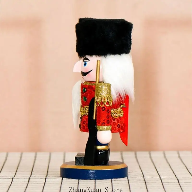 Festliche Nussknacker-Figur mit Pailletten, weihnachtliche Tischdekoration für den Eingangsbereich aus Holz 3XUF – Detail 7