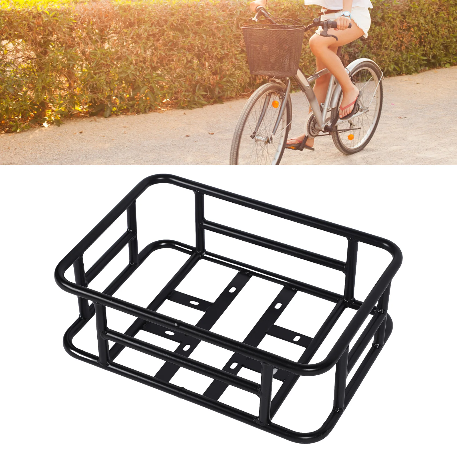 

Bike Storage Basket Rear Bike Basket Iron Waterproof Large Capacity Rustproof Back Storage Basket Black Rear Bike Basket