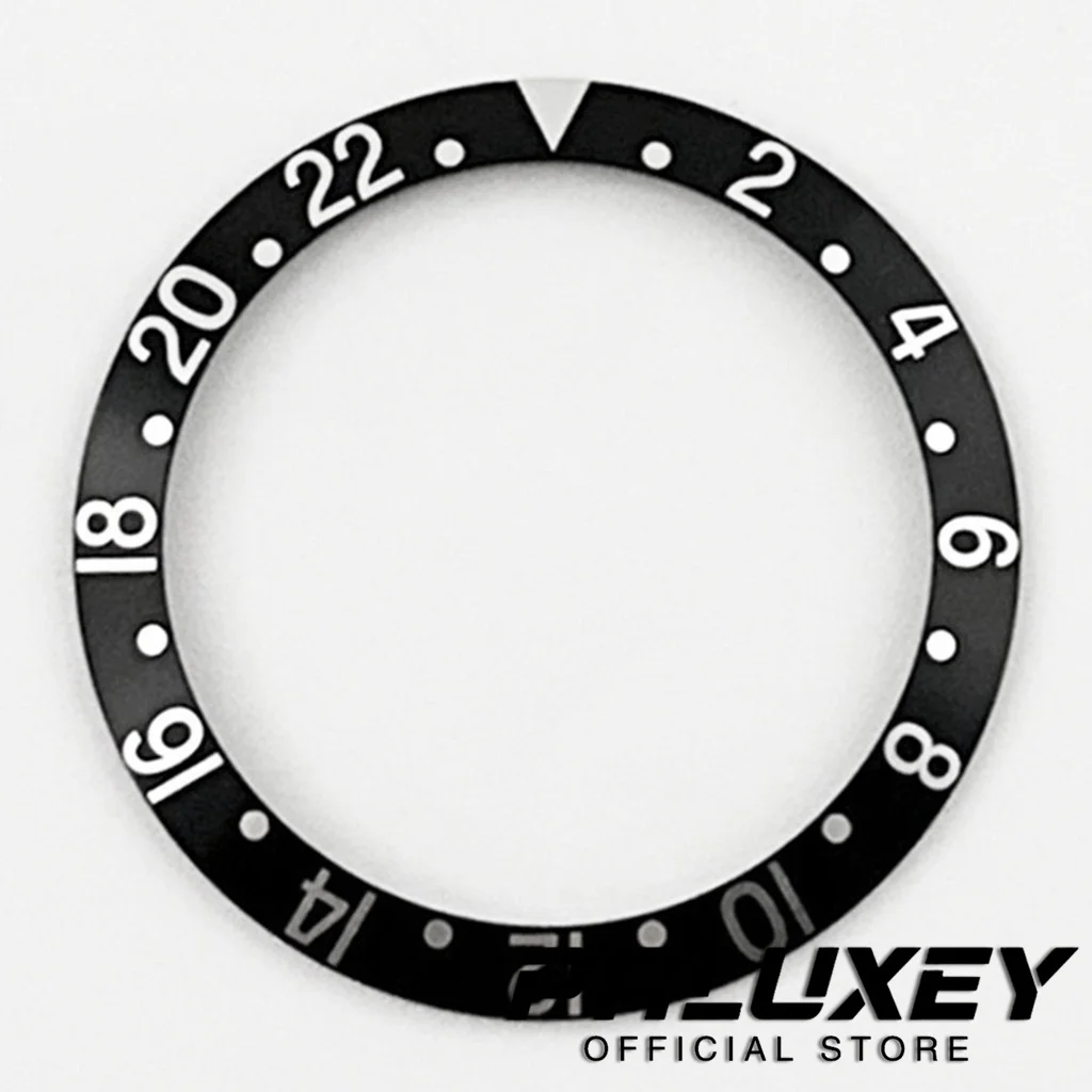 Schräge Form, 38 mm x 30,6 mm, hochwertige Taucher-Lünetteneinlage aus Keramik/Aluminium, 1 Stück, für NH35 NH34 NH36 GMT Automatikuhren-Lünette