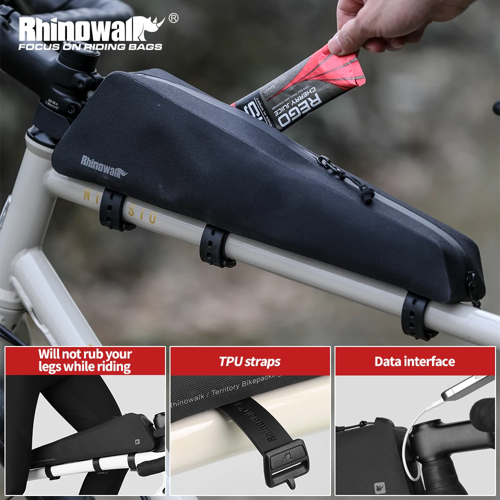 Rhinowalk Bicycle Top Tube Bag Waterproof 1L Frame Bag Cycling Storage Pack Bikepacking For MTB Gravel Phone Bag Accessories