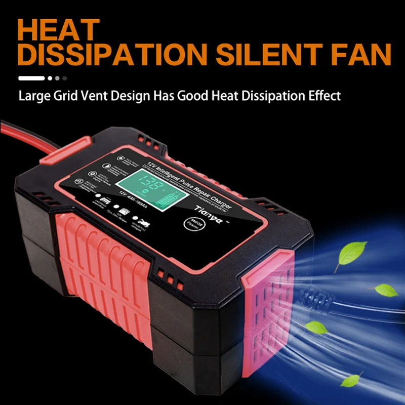 12V Display Smart Battery Charger Power Puls Repair Chargers Wet Dry Lead Acid BatteryFull Automatic Car Battery Charger