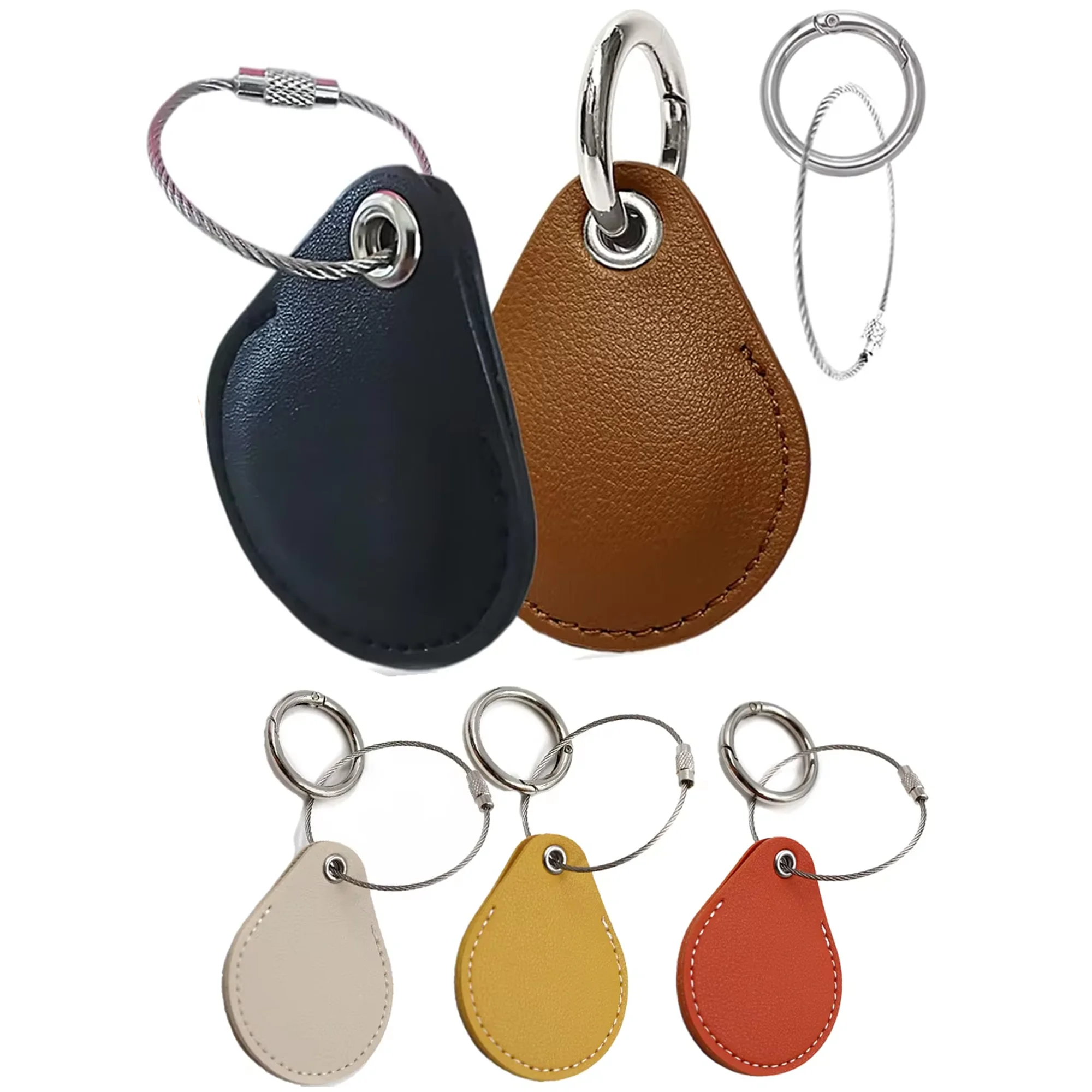 Supporto in pelle AirTag con portachiavi, copertura protettiva completa impermeabile, custodia chiusa Airtag, accessori cani, gatti, bagagli