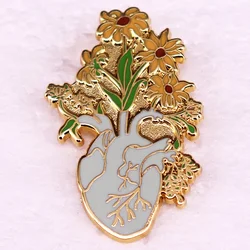 Anatomical Heart Flowers Enamel Pin Badge Plant Floral Lover Anatomy Art Brooch Jewelry Backpack Decorate