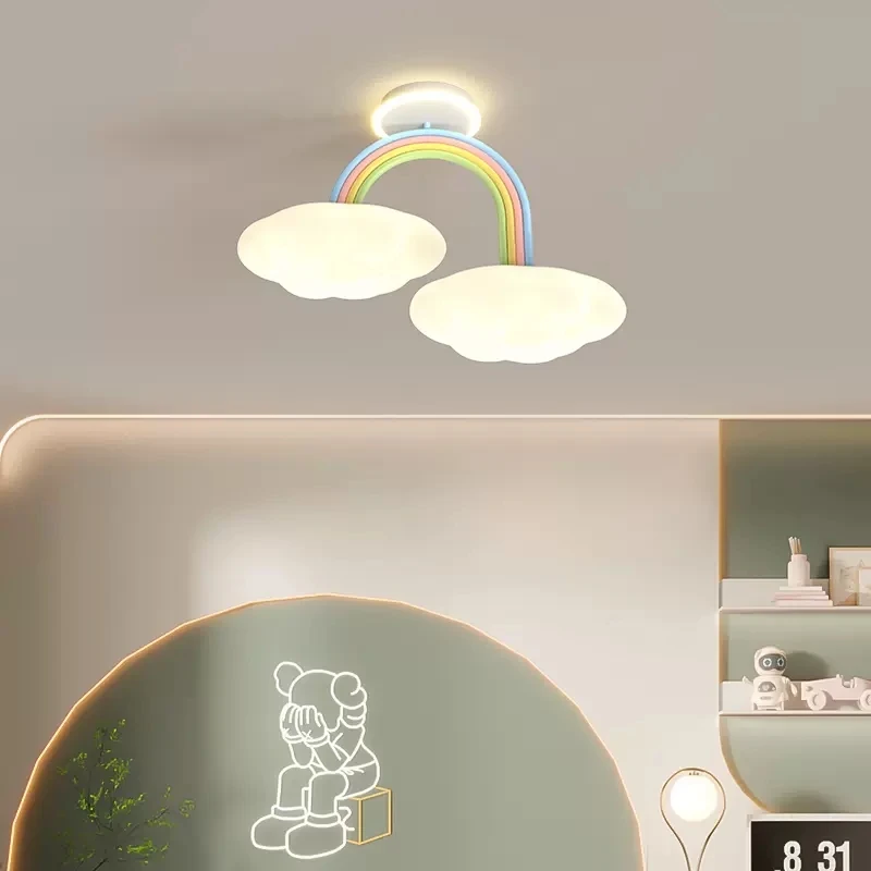 Children's Room Ceiling Lamps LED Colorful Rainbow Lights Cloud Lamp Nordic Simple Baby Room Boys  Girls Bedroom Ceiling Light