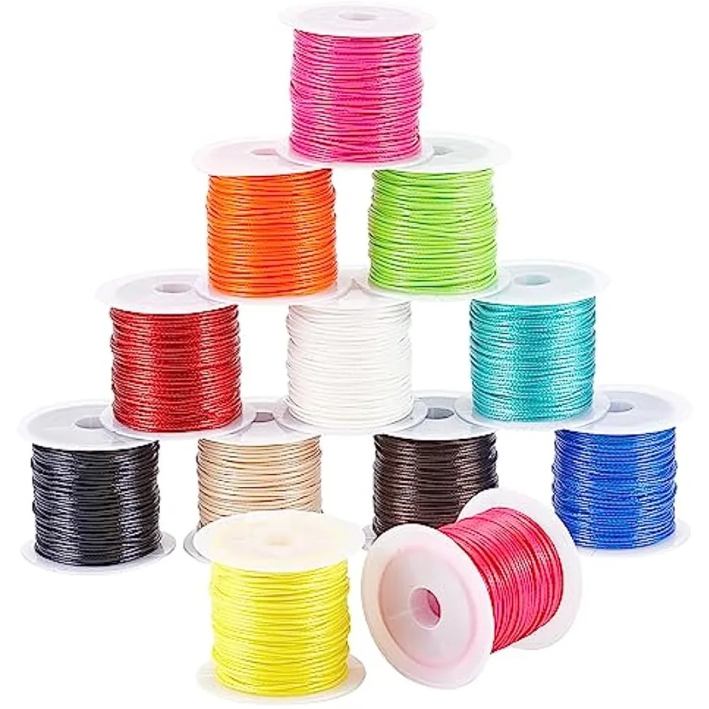 

12 Rolls 1mm Waxed Polyester Cord Thread 10.9 Yards/Roll 12 Colors Beading String for Bracelets Necklaces Waist Beads Jewelry