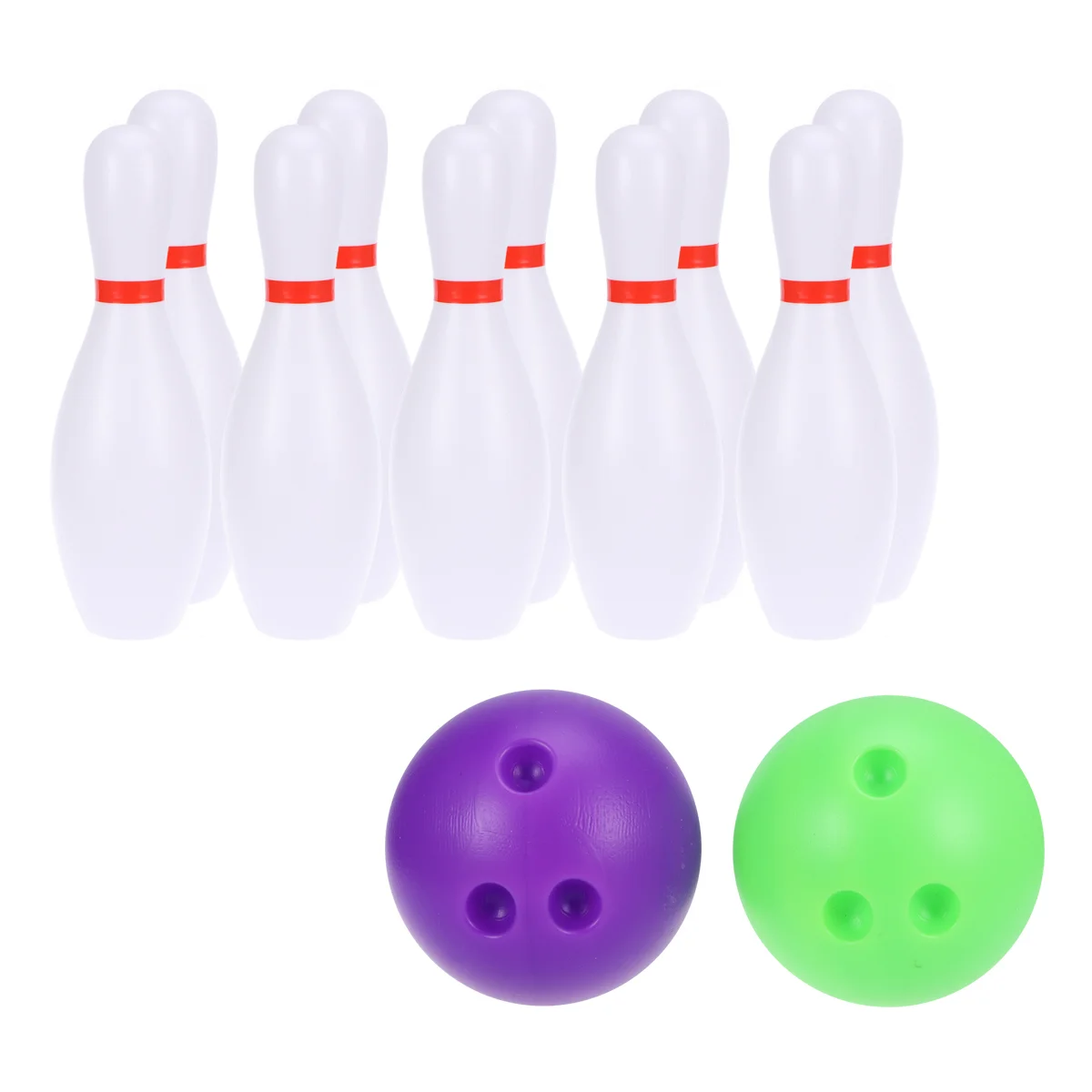 12pcs Large Size Bowling Play Sets Sports Bowling Games Toy for Children Kids (10pcs Bowling White + 2pcs Balls R