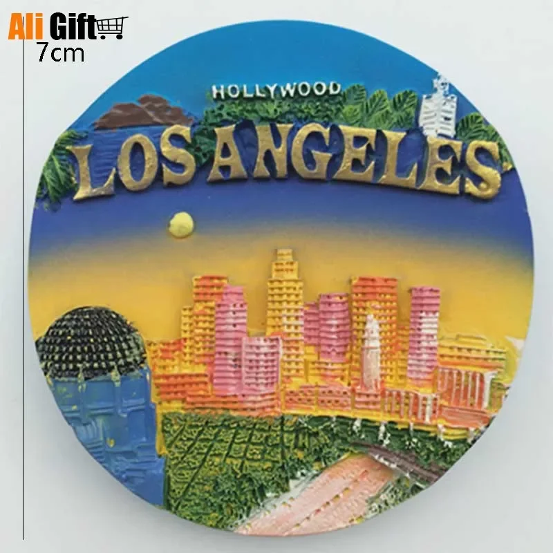 

New York Los Angeles 3D Magnetic Fridge Magnets, Creative Souvenir, Handmade Refrigerator Sticker, Gift Crafts, USA, 1 Pc