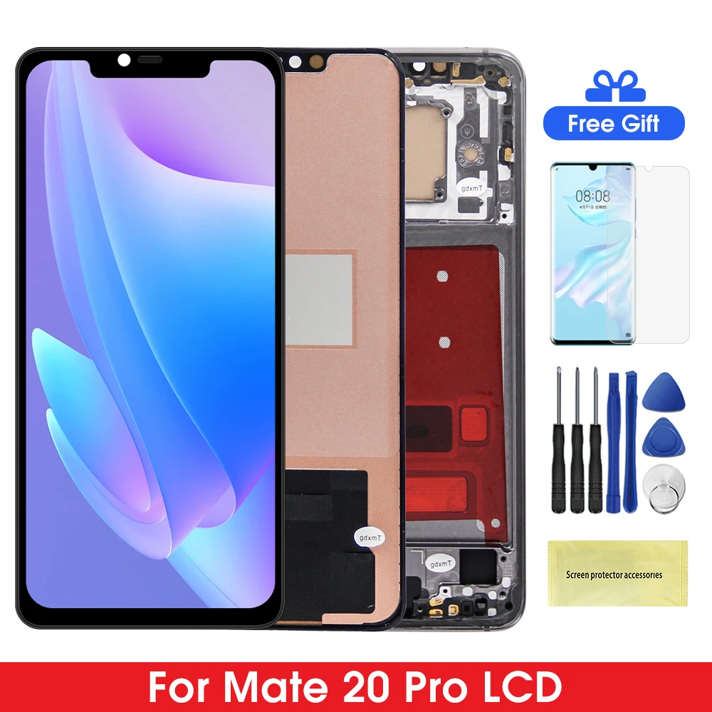 Pantalla con marco para Huawei Mate 20 Pro, para Huawei Mate 20 Pro LYA-L09 LYA-L29 Pantalla Lcd Conjunto de pantalla táctil