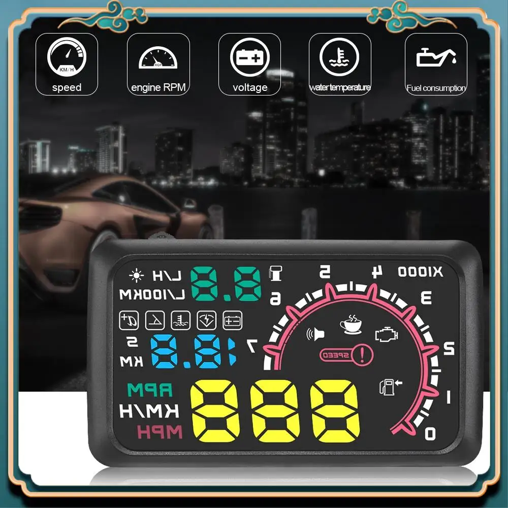 

Latest Multi-Function Car 5.5 Inch Hud Head Up Display Speeding Fuel Warning Windshield Projector System With Obd2