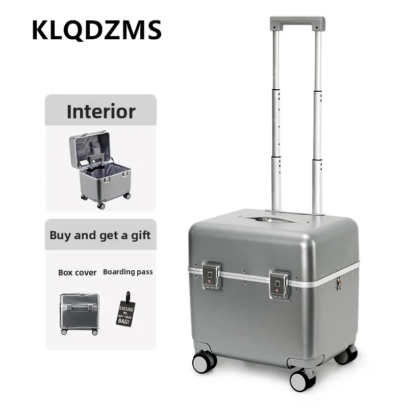 KLQDZMS Aluminum Frame Luggage ABS + PC Boarding Box 20 Inches Small Trolley Case Women's Universal Wheel Rolling Suitcase