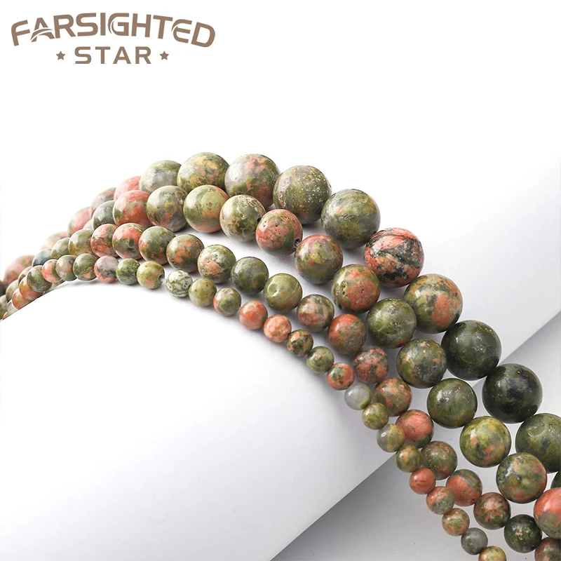 Farsighte Star Natural Stone Beads Flower Green Loose Beads For Jewelry Accessories DIY Necklace Bracelet 4/6/8/10/12mm