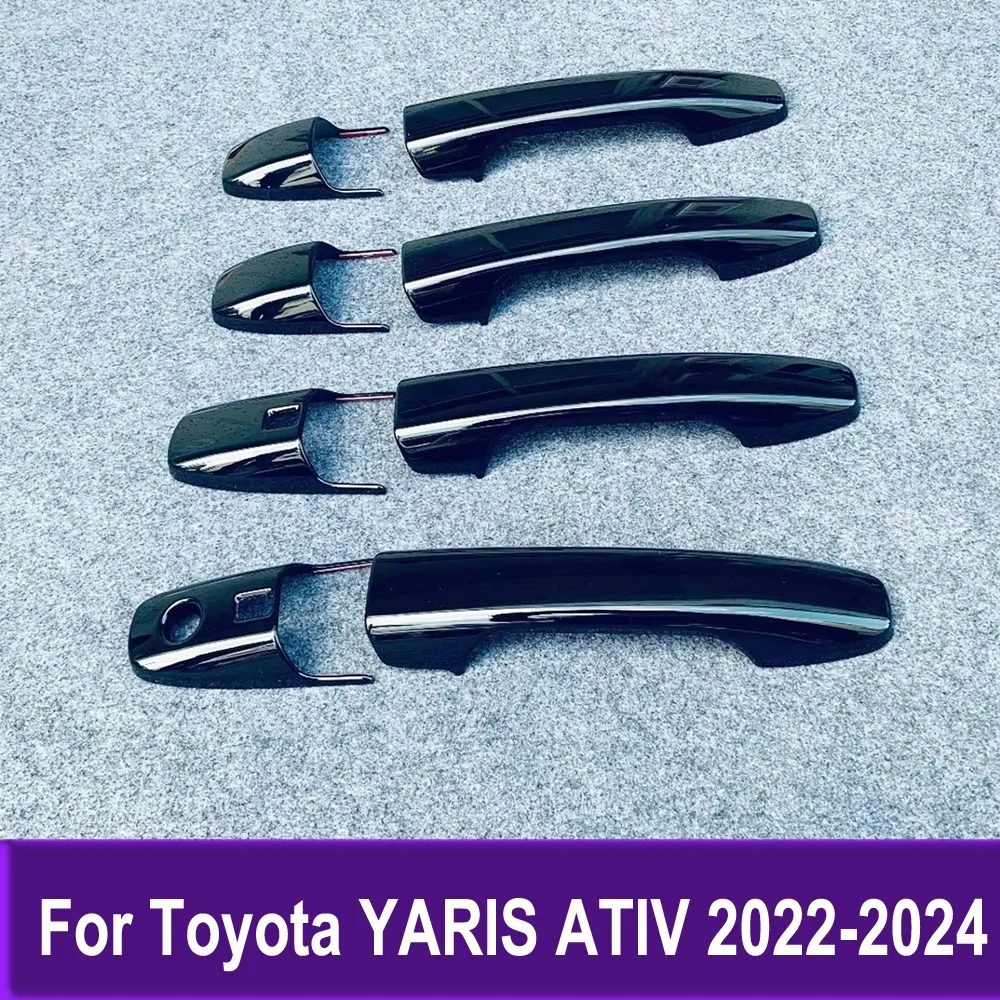 

Black Car Accessories Side Door Handle Cover Trim Sticker Decoration Styling For Toyota YARIS ATIV 2022 2023 2024