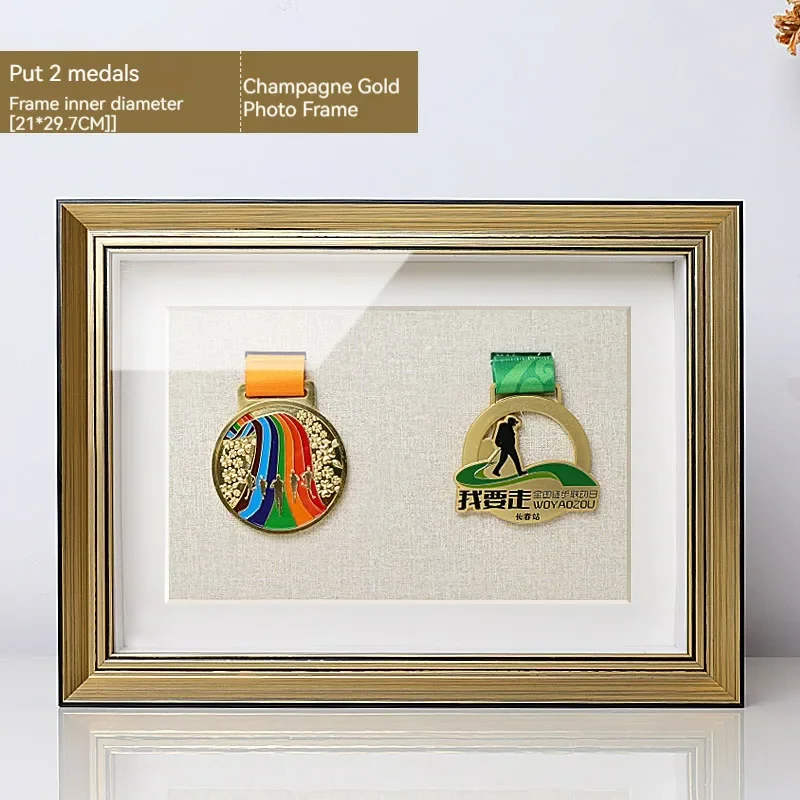 

Badge Medal Storage Frame, Wall Hanging Table Photo Frame, Multi-color Hollow, Stereo Medal Storage Box, Solid Wood Frame