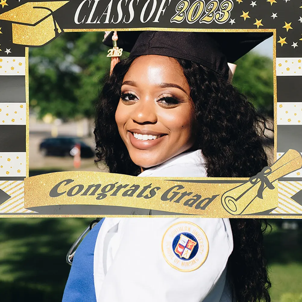 1Set Paper Graduation Glasses Props 2023 Grad Photo Booth Frame Handheld Selfie Prop for Graduation Party Celebration Decor