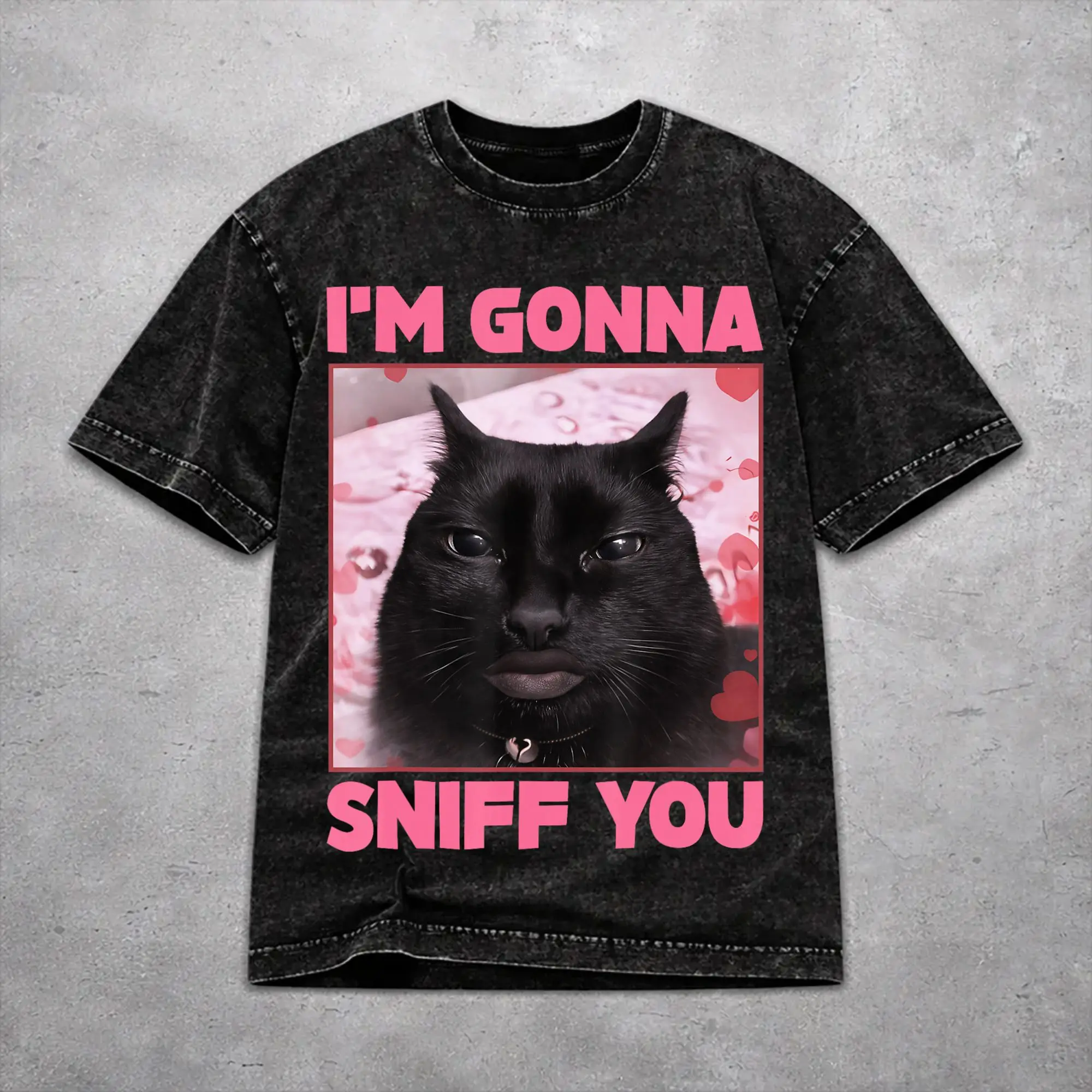 Vintage I'm Gonna Sniff You Funny Cat  Outfit T-Shirts for Men Women  Cotton Washed Tee Shirts Clothing