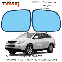 1 pair heated Side rearview mirror blue glass lens For LEXUS RX300 RX330 RX350 RX400H 2003-2008 HILUX VIGO Wide view anti glare
