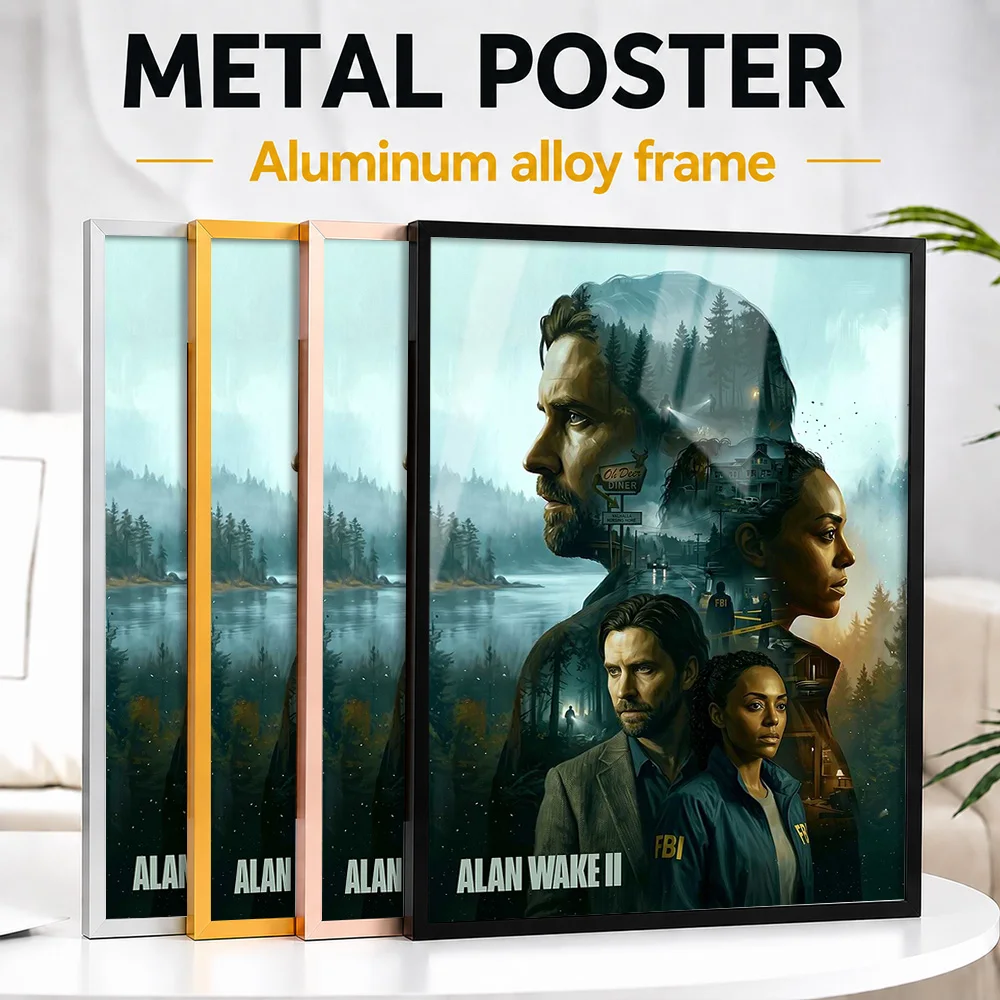Alan Wake 2 Game Metal Poster With Aluminum Alloy Frame Personalized Photo High Contrast Terror Style Wall Art For Home Theater
