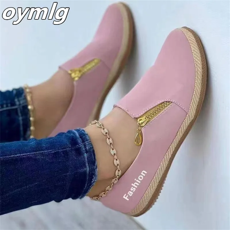 Large side zipper casual single shoes for women 2023 Spring and Autumn New One Step Lazy Shoes Low top single shoes for women
