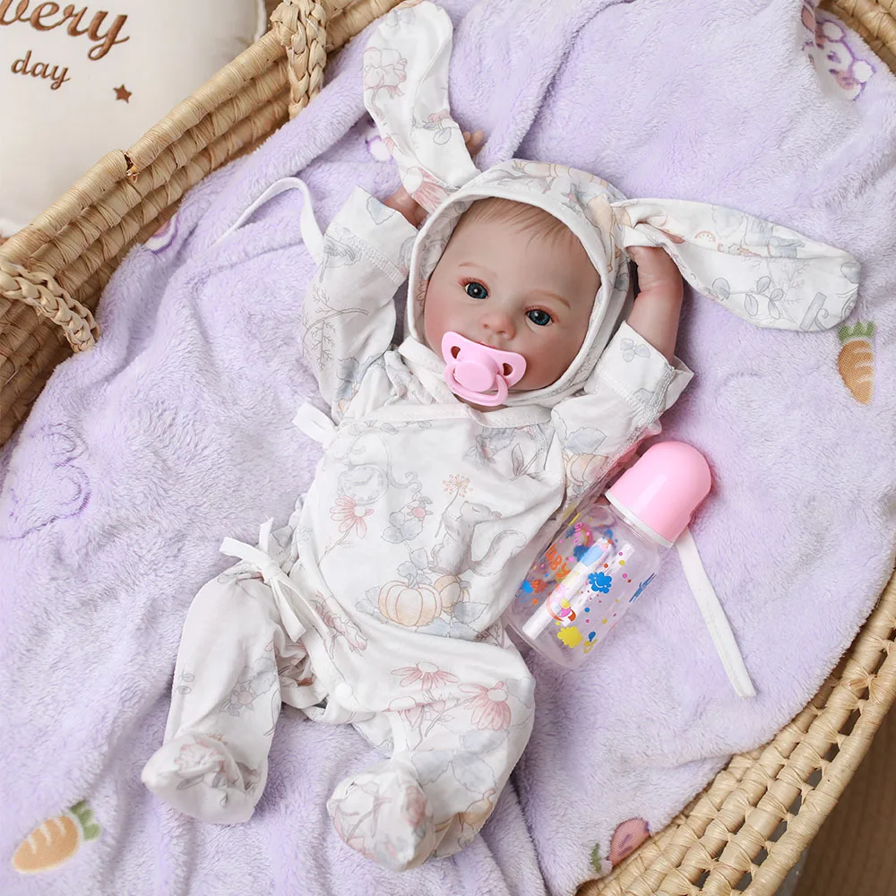 48CM Juz Malowana Gotowa Lalka Reborn Całe Silikonowe Korpusy Winyl Miękki w Dotyku Realistyczna Ręcznie Robiona Skóra 3D z Widocznymi Żyłkami