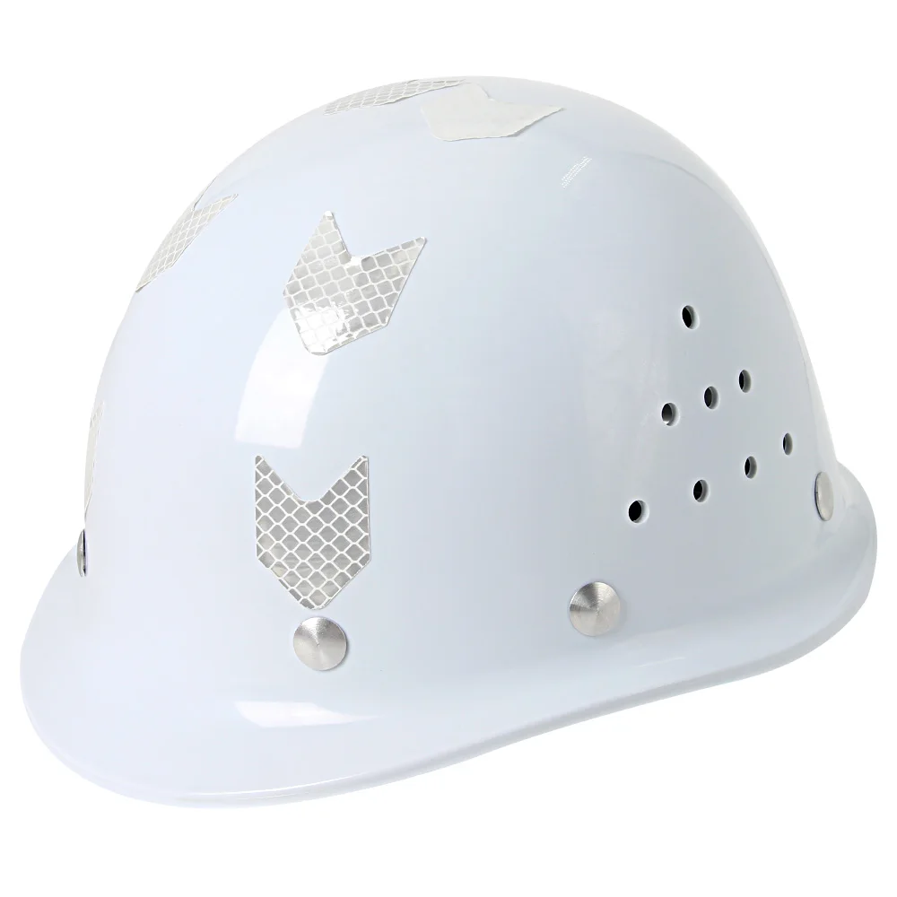 Construction Safety Helmet Thickened FRP Type Hard Hat with Reflective Stickers for Engineer Work Hat Breathable Safety Helmet