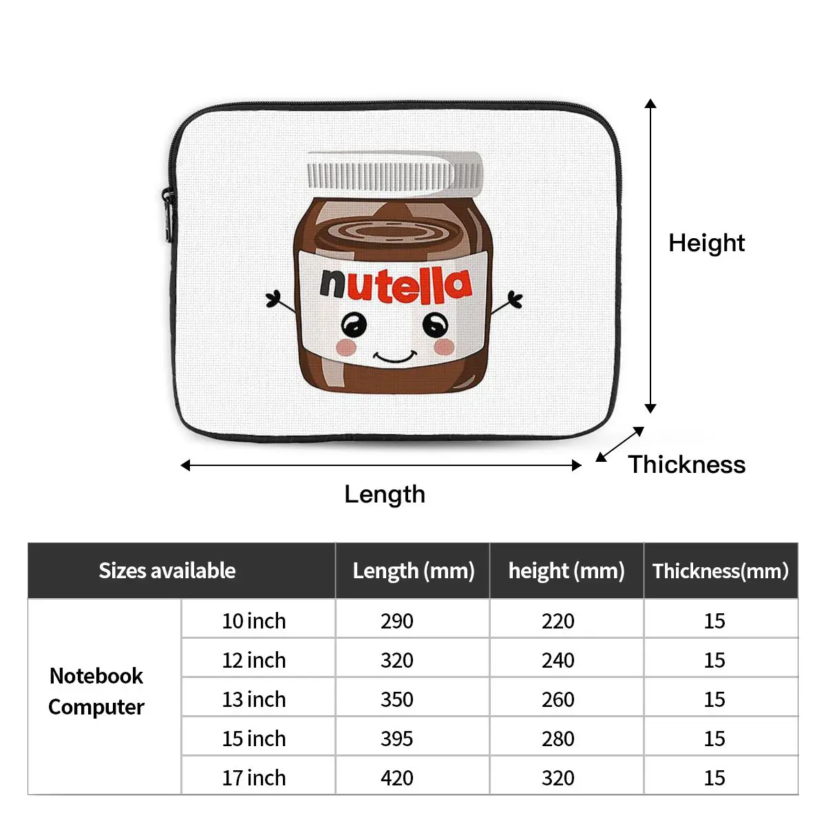 Nutella Cutie Notebook Laptop Bag Case Pouch 10 12 13 15 17 Inch For Macbook Air Pro Tablet Shockproof Case Bag
