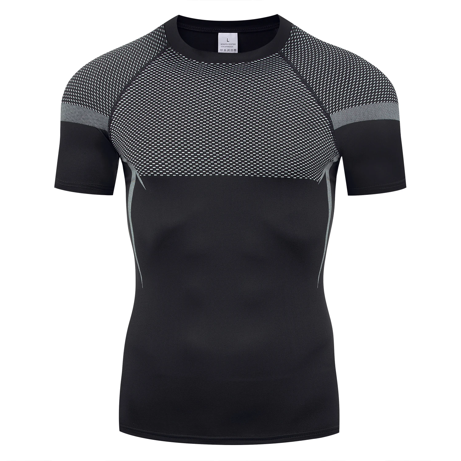 تي شيرت رجالي للصالة الرياضية للتمرين والتدريب واللياقة البدنية وأكمام قصيرة بقصة ضيقة ورقبة دائرية تي شيرت رياضي Baselayer ملابس رياضية