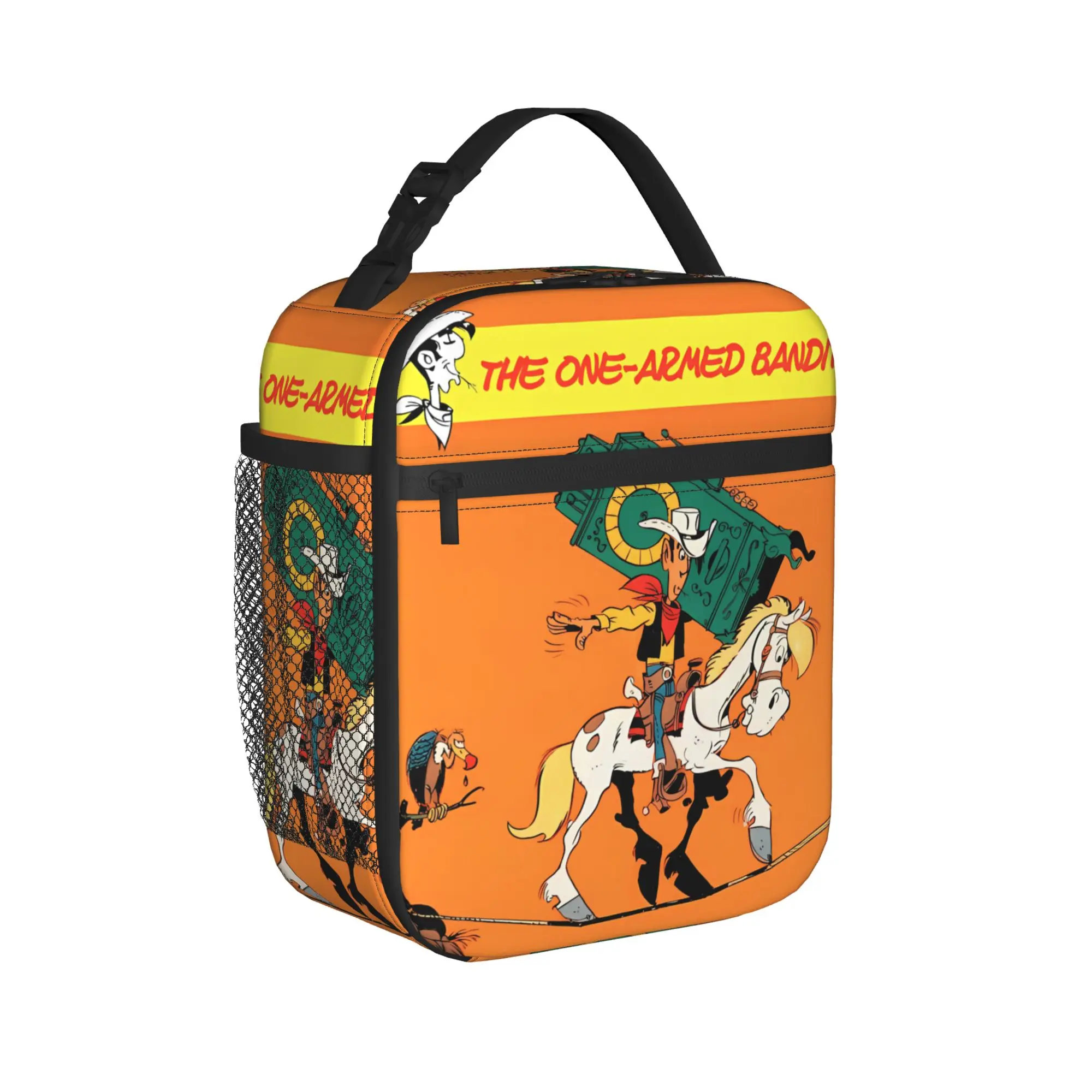 Lucky Luke Cartoon Comics Lunch Bag For Women  Print Lunch Box Vintage Travel Cooler Bag Portable Oxford Thermal Tote Handbags