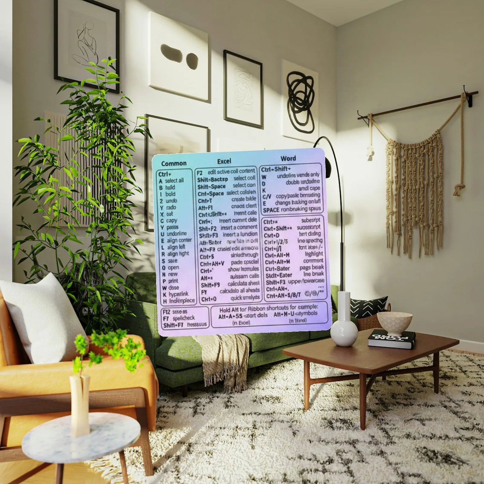 PVC Laptop Keyboard Shortcut Sticker Waterproof Guide for Macbook Air Pro Color Coded Design for Fast Learning Office Use