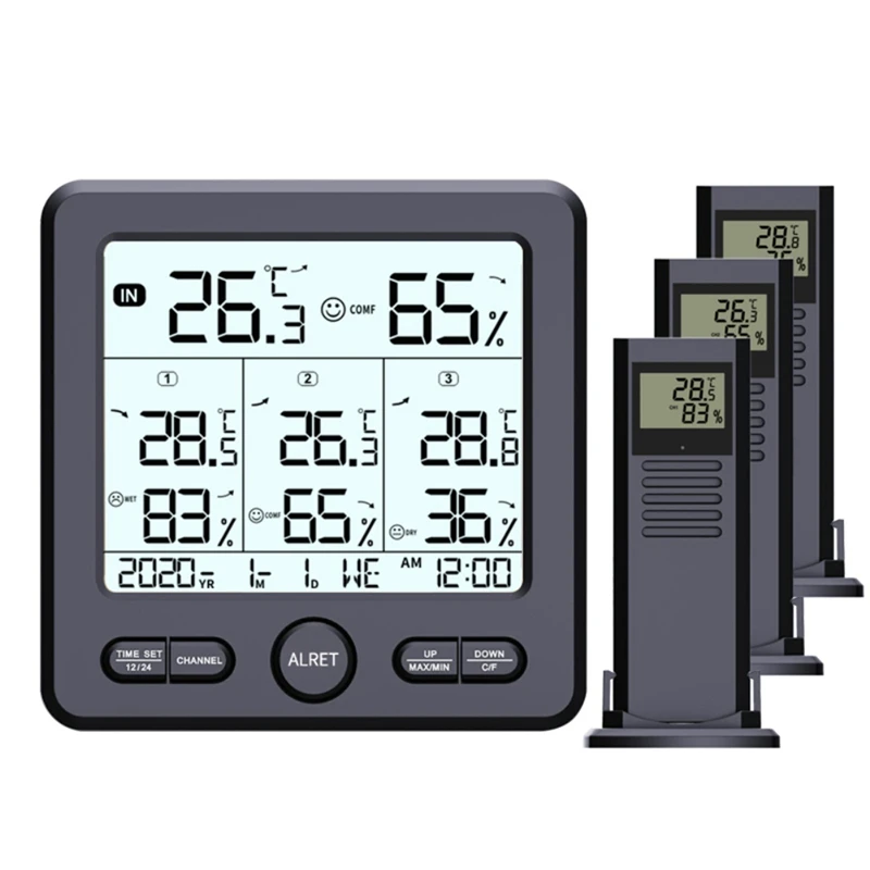 Higrómetro de temperatura multifunción para interiores y exteriores, estación meteorológica Digital inalámbrica, Sensor de pronóstico, venta al por menor