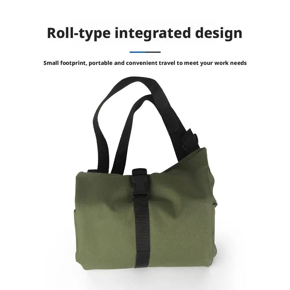 5 - Pocket Roll Up Tool Organizer Bag With Zippered Pockets Portable Storage For Tools Hardware Mechanic Electrician Repair Kit