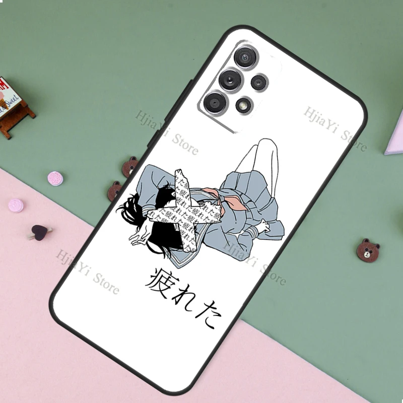 Sad Japanese Anime Fundas For Samsung A53 A33 A23 A13 A73 A12 A22 A32 A42 A52 A72 A50 A51 A71 A14 A34 A54 Case