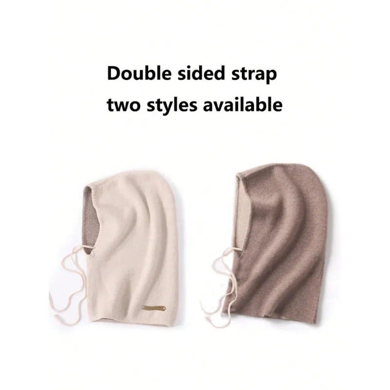 

100% кашемир с капюшоном, двухслойная двухцветная вязаная шапка-балаклава, приятная для кожи, пушистая и мягкая, модная для зимы