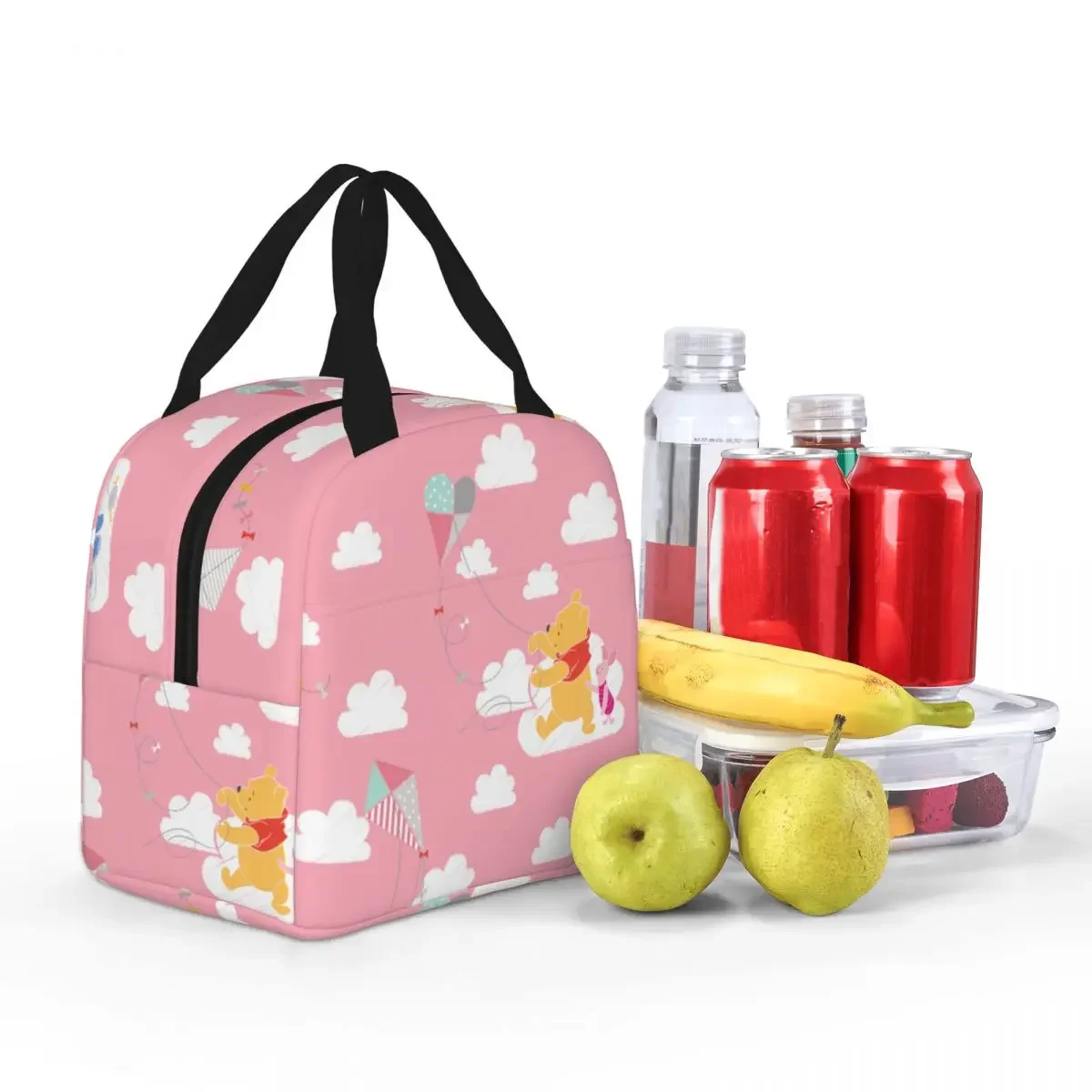 Winnie The Pooh Pink Flying Kite Insulated Lunch Bags borsa termica contenitore per pasti Tote a tenuta stagna Lunch Box uomo donna Outdoor