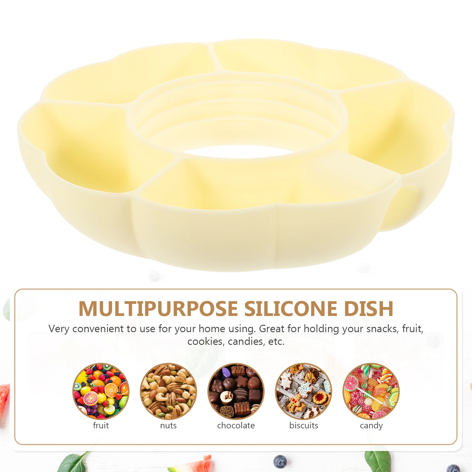 

Snack Platter Multi-purpose Fruit Plates Divided Food Tray Serving Dish Reusable Silicone