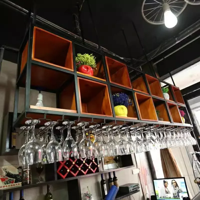 

Industrial wind wrought iron wall cabinet bar table decorative wall cabinet